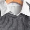 Round Neck Hem Shawl Collar Knit 2 Ps Set