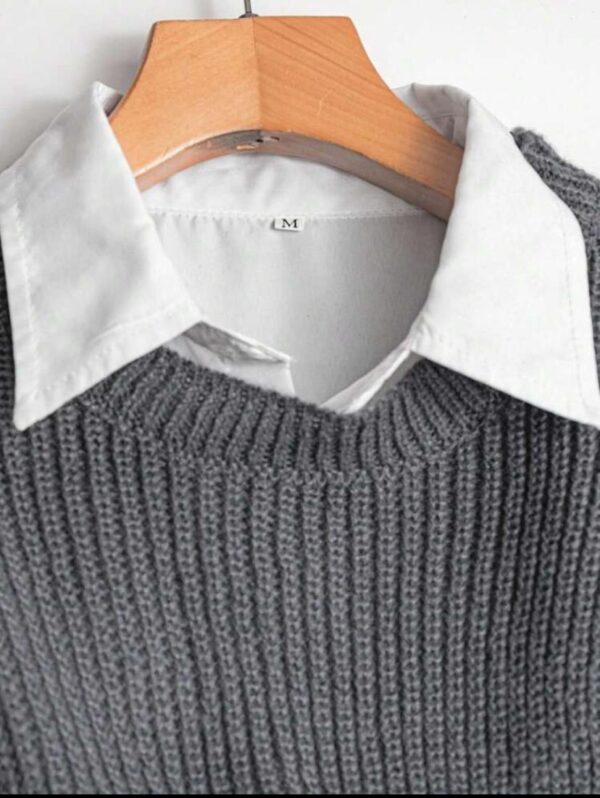 Round Neck Hem Shawl Collar Knit 2 Ps Set