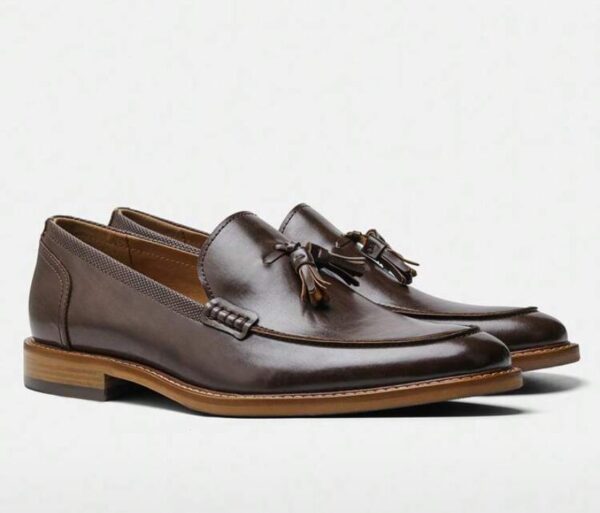 Tassel Leather Rubber Anti-Slip Wooden Sole