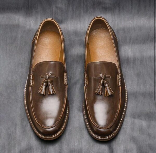 Tassel Leather Rubber Anti-Slip Wooden Sole