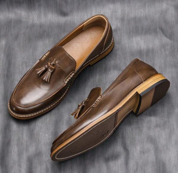 Tassel Leather Rubber Anti-Slip Wooden Sole