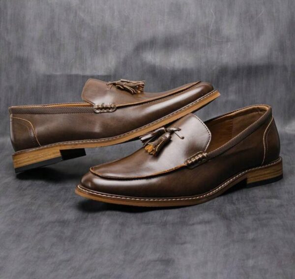 Tassel Leather Rubber Anti-Slip Wooden Sole