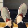 Gray Men Knit Detail Lace-up Front Sneakers