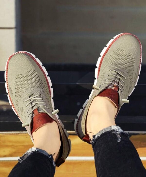 Gray Men Knit Detail Lace-up Front Sneakers