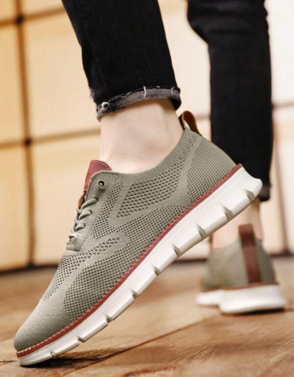 Gray Men Knit Detail Lace-up Front Sneakers