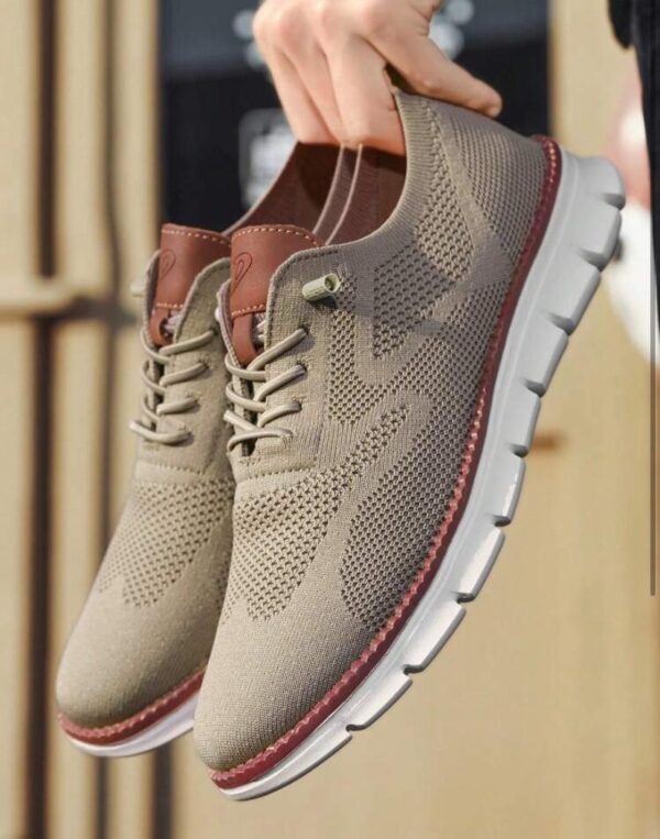 Gray Men Knit Detail Lace-up Front Sneakers