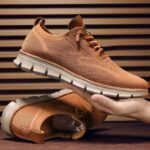 Brown Men Knit Detail Lace-up Front Sneakers