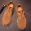 Brown Men Knit Detail Lace-up Front Sneakers