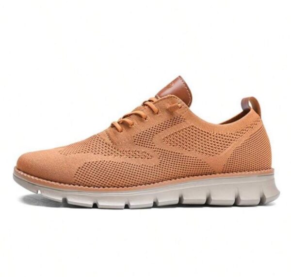 Brown Men Knit Detail Lace-up Front Sneakers