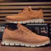 Brown Men Knit Detail Lace-up Front Sneakers