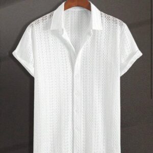 White Casual Knitted T-Shirt