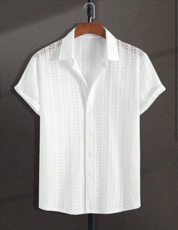 White Casual Knitted T-Shirt