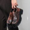 Brown Classic Retro Brogue Carved Men's Casual Leather Shoes