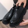 Black Classic Retro Brogue Carved Men's Casual Leather Shoes