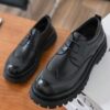 Black Classic Retro Brogue Carved Men's Casual Leather Shoes