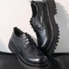 Black Classic Retro Brogue Carved Men's Casual Leather Shoes