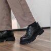 Black Classic Retro Brogue Carved Men's Casual Leather Shoes