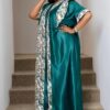 Green Plus Size Floral V-Neck Dress