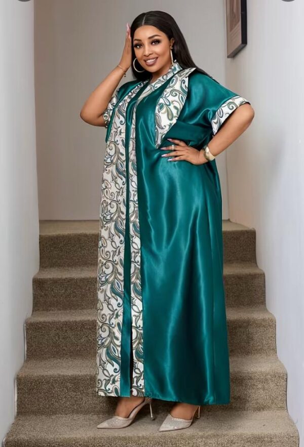 Green Plus Size Floral V-Neck Dress