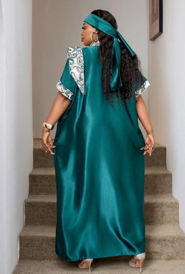 Green Plus Size Floral V-Neck Dress