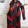 Red & Black Plus Size Floral V-Neck Dress