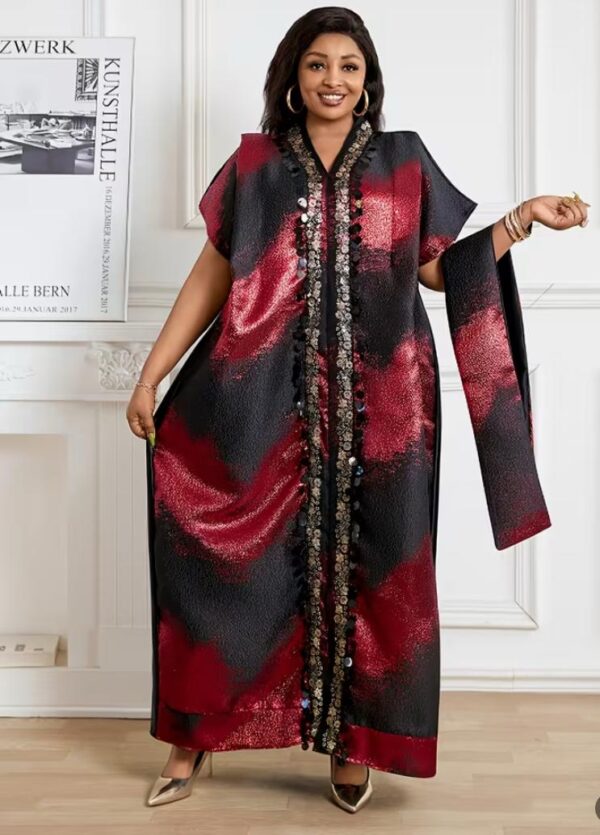 Red & Black Plus Size Floral V-Neck Dress