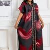 Red & Black Plus Size Floral V-Neck Dress