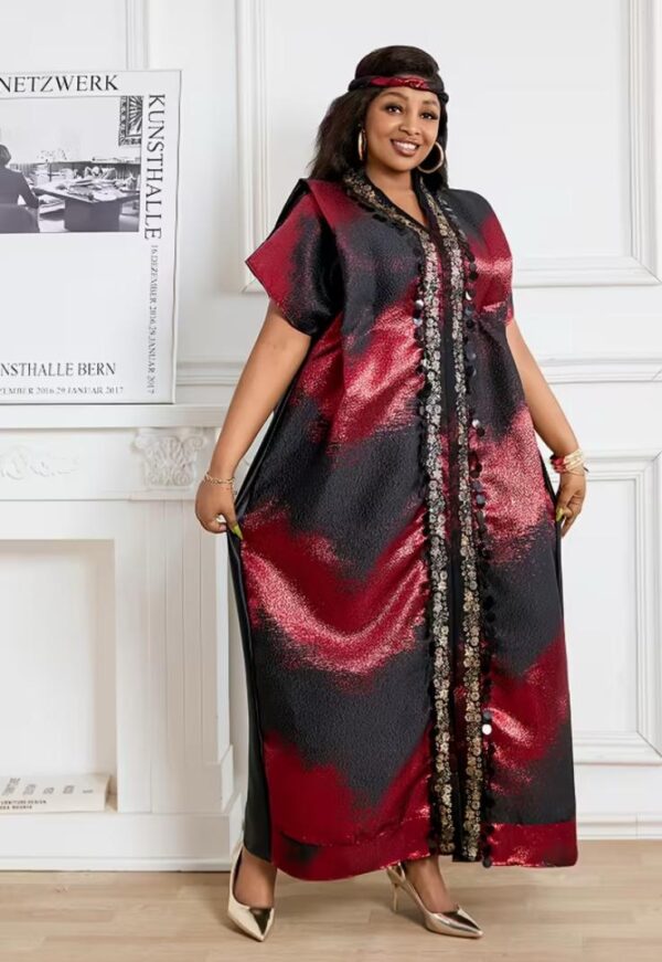 Red & Black Plus Size Floral V-Neck Dress