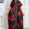 Red & Black Plus Size Floral V-Neck Dress