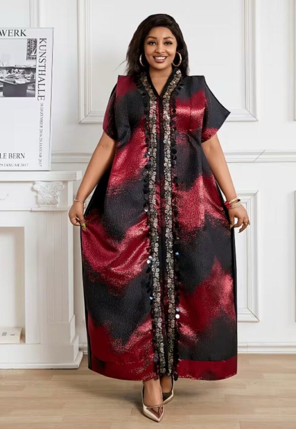 Red & Black Plus Size Floral V-Neck Dress