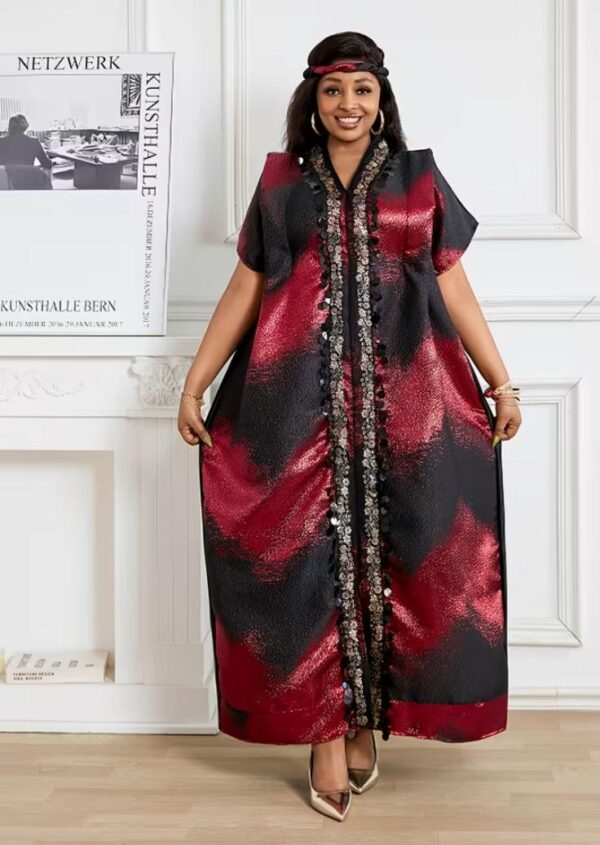 Red & Black Plus Size Floral V-Neck Dress