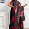 Red & Black Plus Size Floral V-Neck Dress
