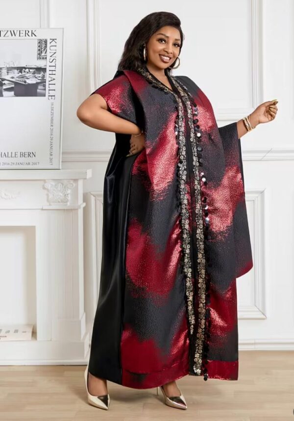 Red & Black Plus Size Floral V-Neck Dress