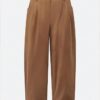 Brown Vintage Casual Pleated Tapered Pants
