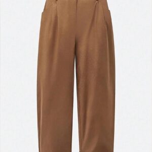 Brown Vintage Casual Pleated Tapered Pants