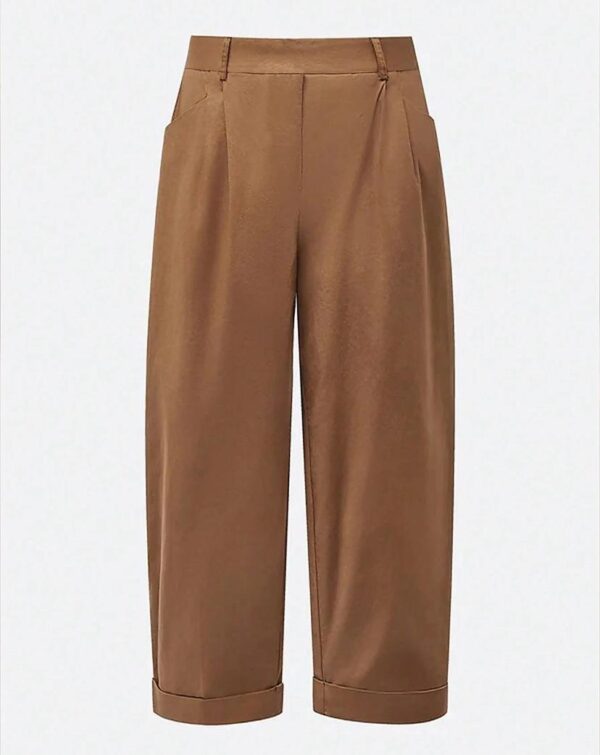 Brown Vintage Casual Pleated Tapered Pants