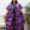 Purple Plus Size Floral V-Neck Dress