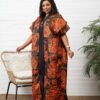 Purple Plus Size Floral V-Neck Dress