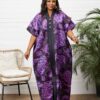 Purple Plus Size Floral V-Neck Dress