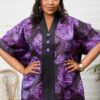 Purple Plus Size Floral V-Neck Dress