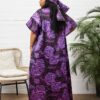 Purple Plus Size Floral V-Neck Dress