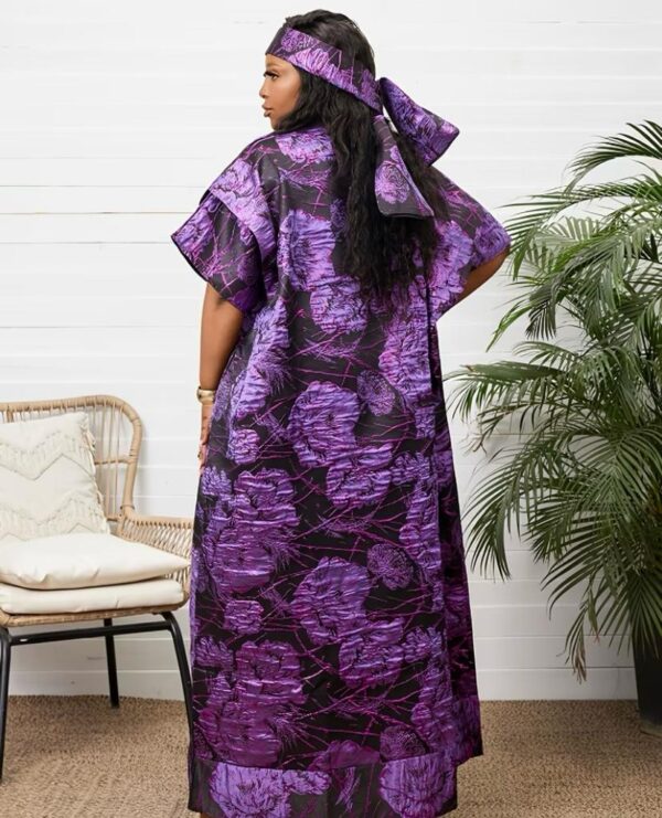 Purple Plus Size Floral V-Neck Dress