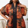 Purple Plus Size Floral V-Neck Dress