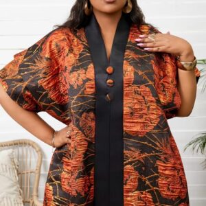 Purple Plus Size Floral V-Neck Dress