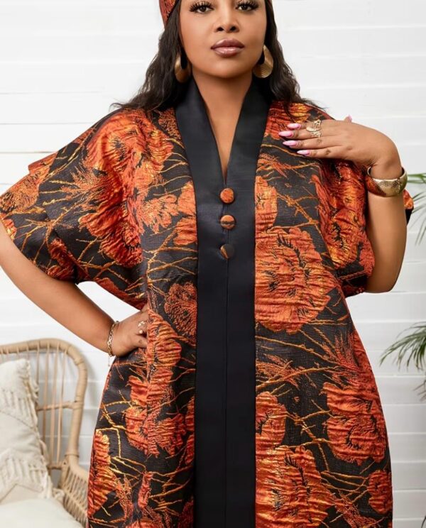 Purple Plus Size Floral V-Neck Dress