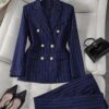 Ladies Dark blue stripes suit