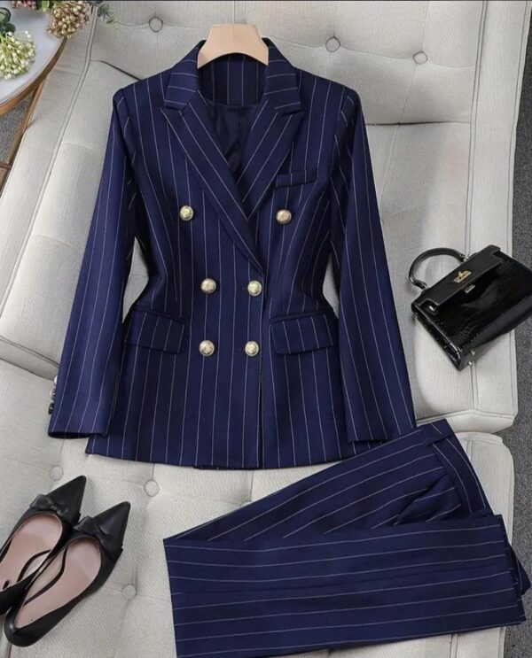Ladies Dark blue stripes suit