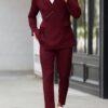 One breasted stylish maroon suit