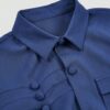 Blue 2 Pcs suit set, Lapel collar and draw string stylish pants