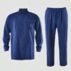 Blue 2 Pcs suit set, Lapel collar and draw string stylish pants